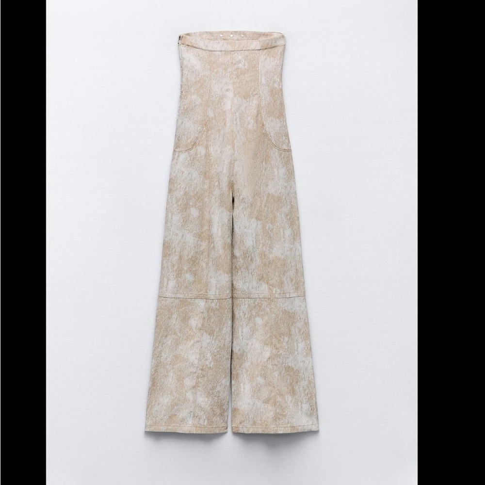 ZARA PRINTED LINEN BLEND JUMPSUIT - SIZE S - BRAND NEW WITH TAG - Picture 15 of 15